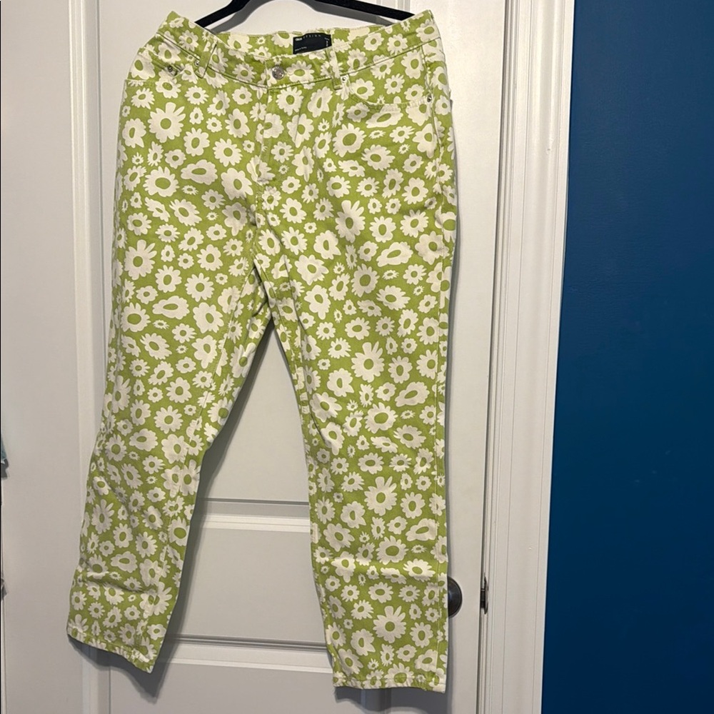 ASOS bright green floral-print jeans